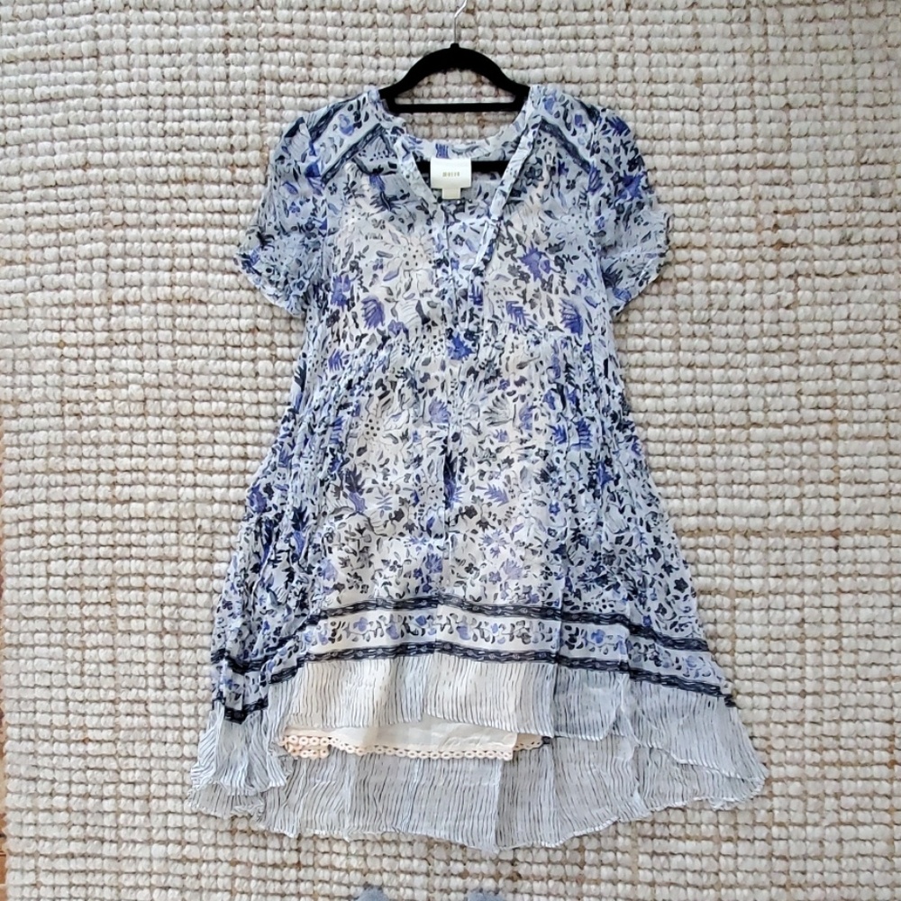 Blue Floral Anthropologie Swing Dress